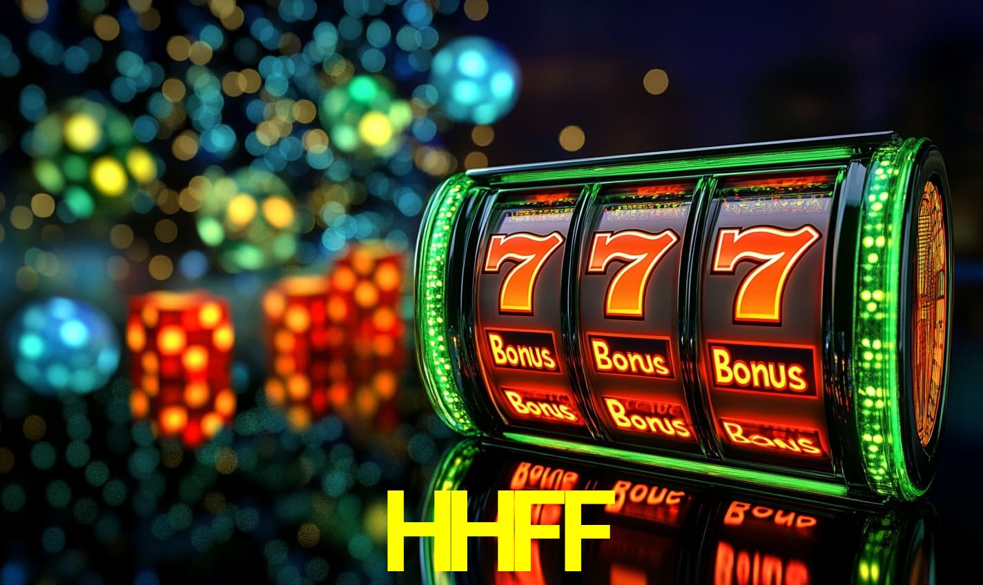 Escena dinámica inspirada en casino con iluminación HHFF, cartas, fichas e íconos de juegos digitales en un espacio moderno de juegos.